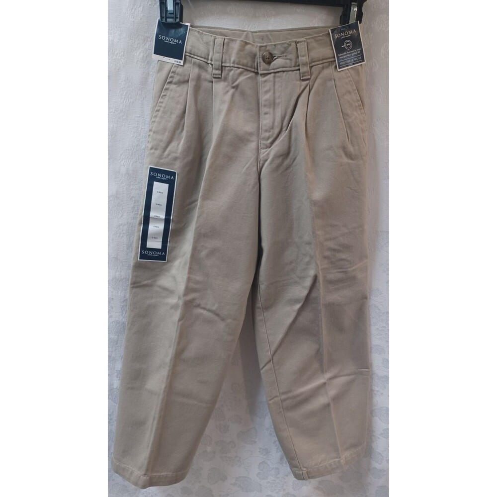 SONOMA LIFE & STYLE ADJUSTABLE WAIST BOYS KHAKI PANTS SIZE 8 REG NWT